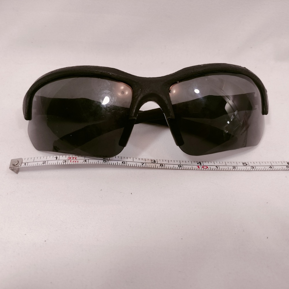 Polarized Black Sport Sunglasses; Textured Wrap Frame Dark Lens
